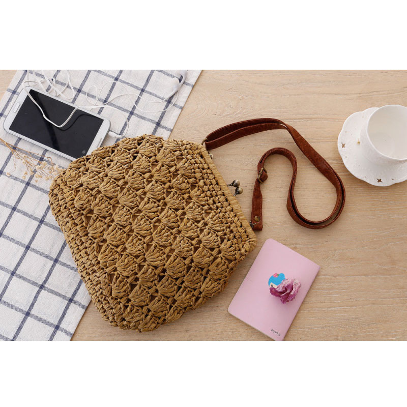 YoReAi szalmából készült Crossbody táska nőknek 2022, kézzel készített szőtt PU bőr női nyári tengerparti nyaralás Bohemia retro válltáskák