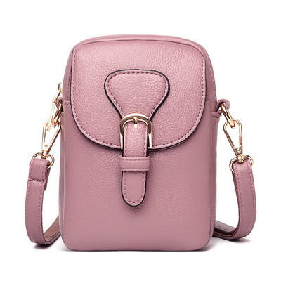 Vintage Pu-nahast naiste väikesed Crossbody kotid Käekotid Ühevärvilised klapiga telefonikott Rahakott vabaaja naiste õlakotid