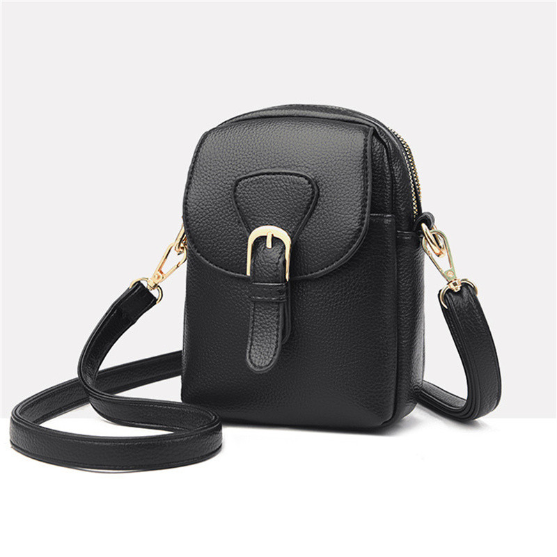 Vintage Pu-nahast naiste väikesed Crossbody kotid Käekotid Ühevärvilised klapiga telefonikott Rahakott vabaaja naiste õlakotid