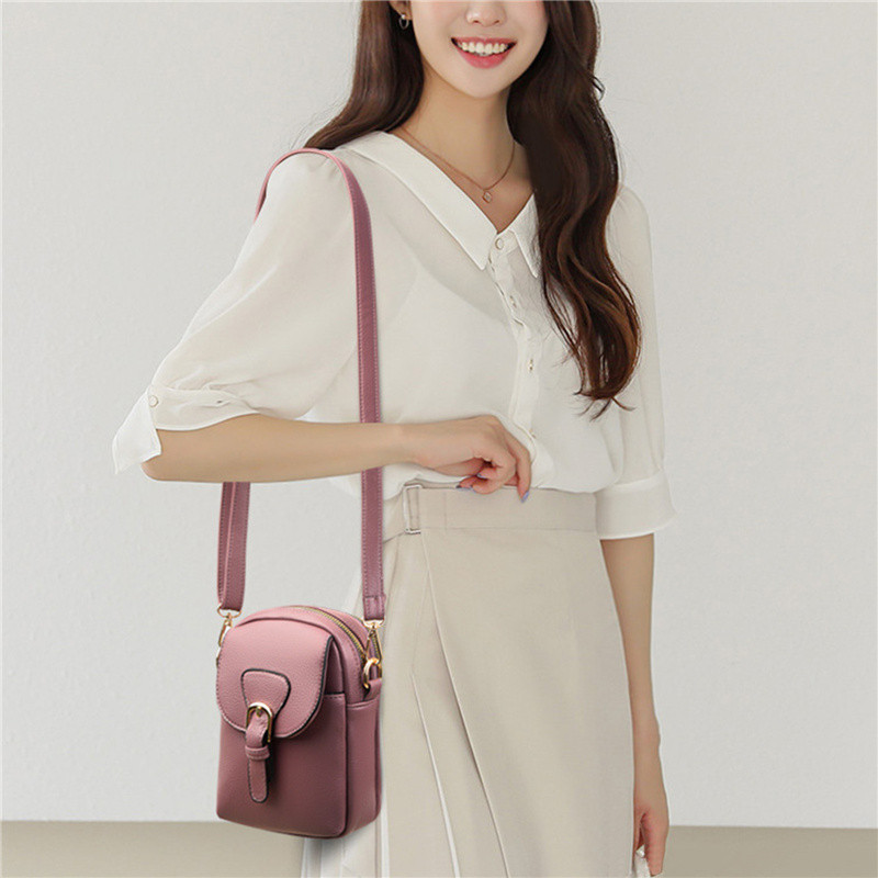 Vintage Pu-nahast naiste väikesed Crossbody kotid Käekotid Ühevärvilised klapiga telefonikott Rahakott vabaaja naiste õlakotid