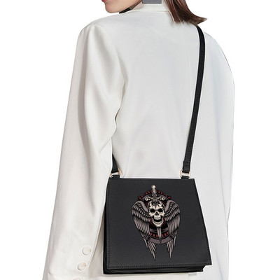 Street Fashion Light Geanta de lux de femeie Geanta de umar Geanta diagonala de femeie Model gotic Craniu Geanta de petrecere la moda Geanta de mana Geanta de seara