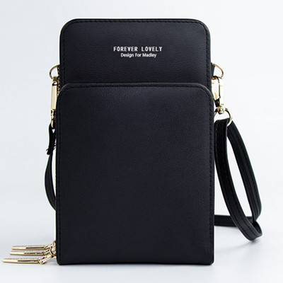 Kaasaskantav PU-nahast õlakott Ühevärviline mobiiltelefoni kaardihoidjad Rahakoti rihmad Taskud Käekotid Naistele Tüdrukutele