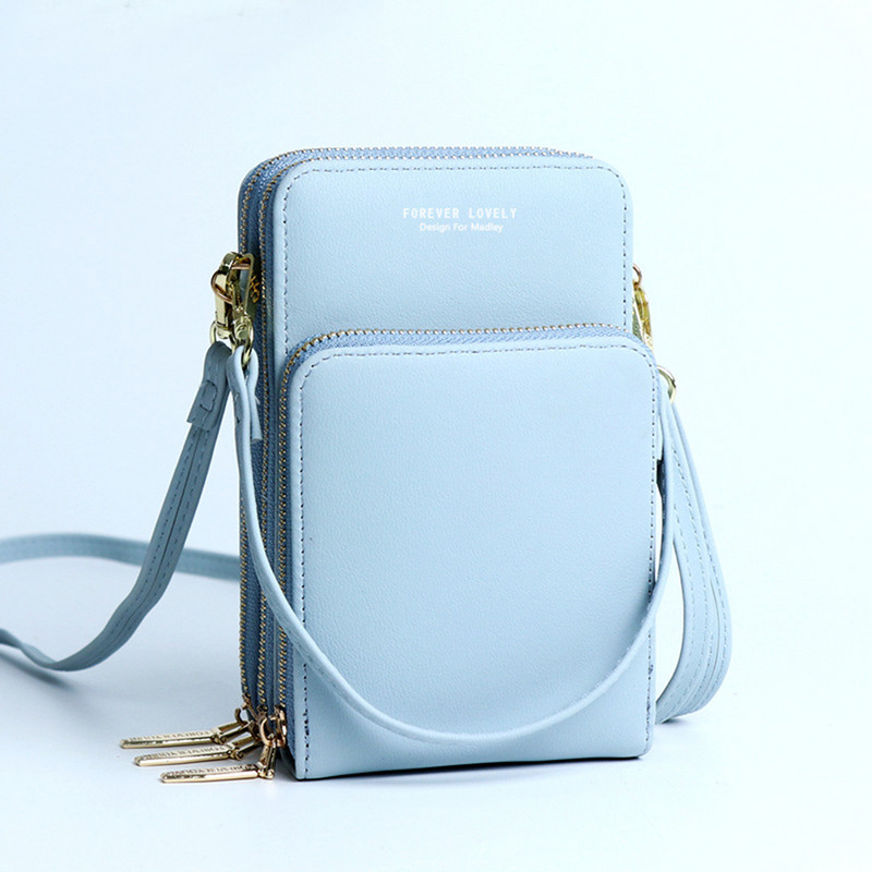 Kaasaskantav PU-nahast õlakott Ühevärviline mobiiltelefoni kaardihoidjad Rahakoti rihmad Taskud Käekotid Naistele Tüdrukutele