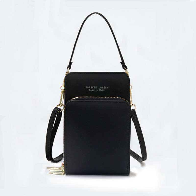 Kaasaskantav PU-nahast õlakott Ühevärviline mobiiltelefoni kaardihoidjad Rahakoti rihmad Taskud Käekotid Naistele Tüdrukutele