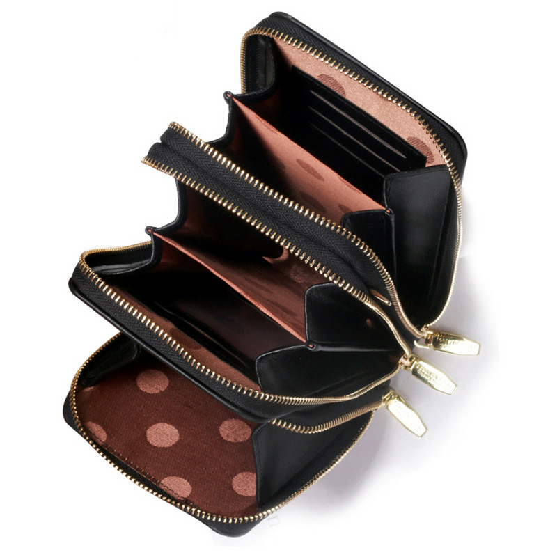 Kaasaskantav PU-nahast õlakott Ühevärviline mobiiltelefoni kaardihoidjad Rahakoti rihmad Taskud Käekotid Naistele Tüdrukutele