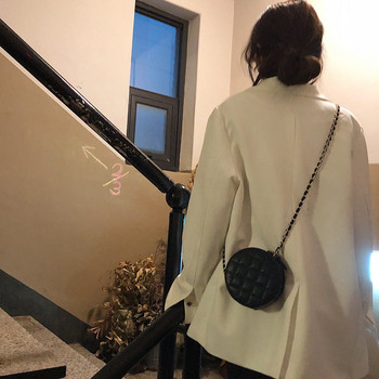 Мини кожени чанти през рамо с ватирана верига за жени Дизайнерска кръгла чанта Дамски чанти Малки портмонета Женска чанта за през рамо
