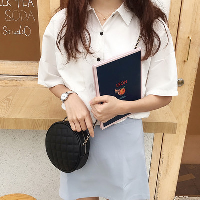 Μίνι δερμάτινες τσάντες χιαστί με καπιτονέ αλυσίδα για γυναίκες Στρογγυλή τσάντα σχεδιαστή Γυναικεία τσάντες χειρός Μικρά πορτοφόλια Γυναικεία τσάντα ώμου Messenger