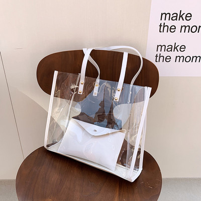 Διάφανη τσάντα Γυναικεία τσάντα 2 τμχ/σετ Τσάντα πολυτελείας Μόδα PVC Clear Bag Τσάντες υψηλής ποιότητας Feminina Bucket Crossbody 2023