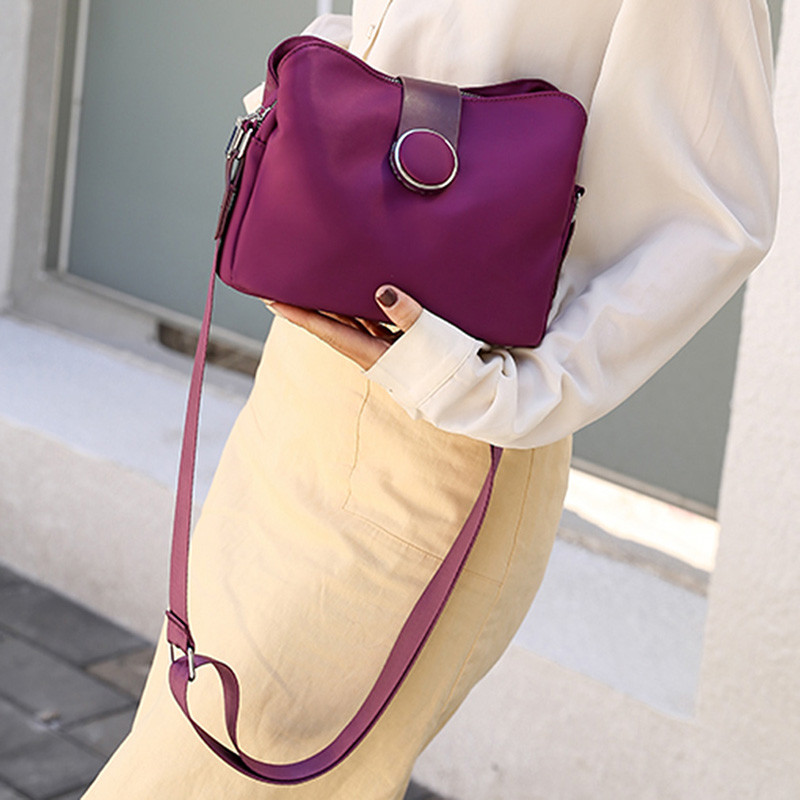 Trendikas mitmekihiline hoiuruum nailonist riidest õlakott, naissoost uus diagonaalne väike emane Oxfordi riidest kott ühevärviline