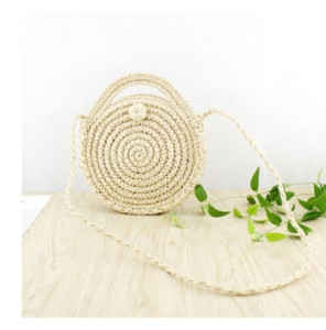 Ümmargune õlgedest rannakott Vintage käsitsi valmistatud kootud õlakott Raffia ring rotangist kotid Bohemian Summer Vacation vabaaja kotid