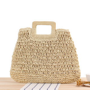 Ümmargune õlgedest rannakott Vintage käsitsi valmistatud kootud õlakott Raffia ring rotangist kotid Bohemian Summer Vacation vabaaja kotid