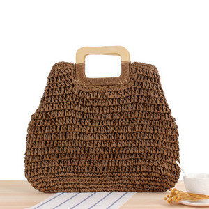 Ümmargune õlgedest rannakott Vintage käsitsi valmistatud kootud õlakott Raffia ring rotangist kotid Bohemian Summer Vacation vabaaja kotid