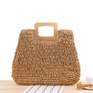 Ümmargune õlgedest rannakott Vintage käsitsi valmistatud kootud õlakott Raffia ring rotangist kotid Bohemian Summer Vacation vabaaja kotid