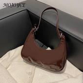 Naiste lakknahast ühevärviline poolkuu käekott Lady väike kaenlaaukott Tänava ristkotid Lihtne õlakott kaenlaalused kotid