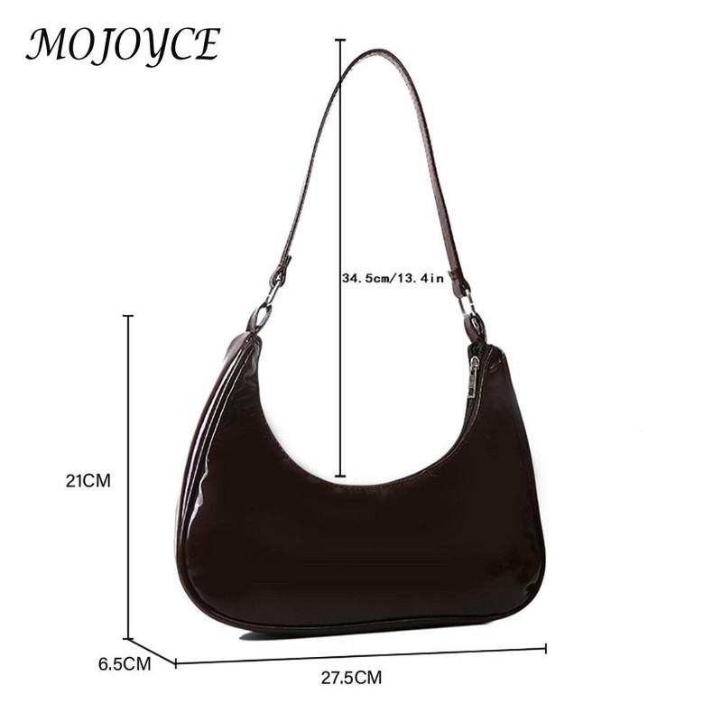 Naiste lakknahast ühevärviline poolkuu käekott Lady väike kaenlaaukott Tänava ristkotid Lihtne õlakott kaenlaalused kotid