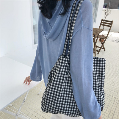 Μόδα Γυναικεία Καμβά Tote Shoulder Μεγάλη τσάντα αγορών Καρό Eco μεγάλης χωρητικότητας Γυναικεία τσάντα τσαντάκι για κορίτσια Φοιτητικές τσάντες βιβλίου