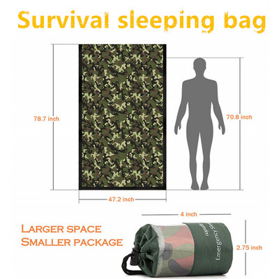 Kompaktne Bivy Sack Emergency Survival Magamiskott Kaasaskantav veekindel korduvkasutatav termiline magamiskott Mylar Survival tekk