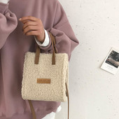 2022. aasta naiste talvine õlakott Lambavillane soe pehme sügisene ruudukujuline Risti kehaga kaasaskantav vabaaja beež khaki värvi tüdrukute preppy stiil