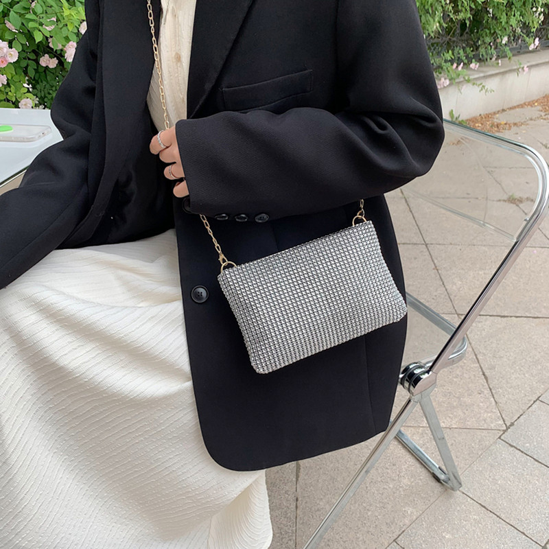 Moodne teemandid õlakott Naiste kividega pulmapidu kett Sidur telefonikott naistele stiilne disainiga käekott