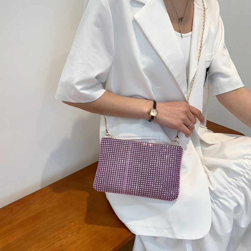 Moodne teemandid õlakott Naiste kividega pulmapidu kett Sidur telefonikott naistele stiilne disainiga käekott