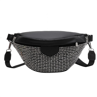 Márka Fanny Pack gyémánt szegecses női övtáska Sokoldalú melltáska Luxus deréktáska Designer Crossbody táskák divatos pénztárca