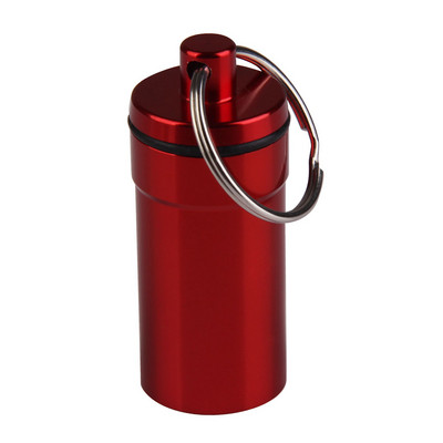 Преносим алуминиева сплав Водоустойчив калъф за хапчета за съхранение на лекарства, държач, контейнер, капсула, ключодържател за първа помощ, ключодържател, инструмент за открито