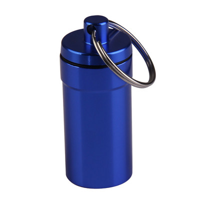 Преносим алуминиева сплав Водоустойчив калъф за хапчета за съхранение на лекарства, държач, контейнер, капсула, ключодържател за първа помощ, ключодържател, инструмент за открито