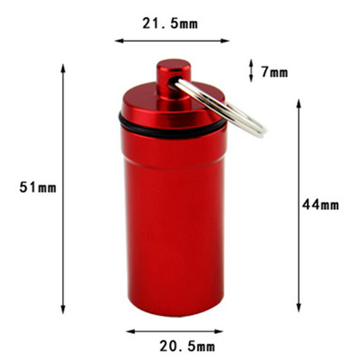 Преносим алуминиева сплав Водоустойчив калъф за хапчета за съхранение на лекарства, държач, контейнер, капсула, ключодържател за първа помощ, ключодържател, инструмент за открито