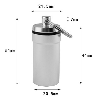 Преносим алуминиева сплав Водоустойчив калъф за хапчета за съхранение на лекарства, държач, контейнер, капсула, ключодържател за първа помощ, ключодържател, инструмент за открито