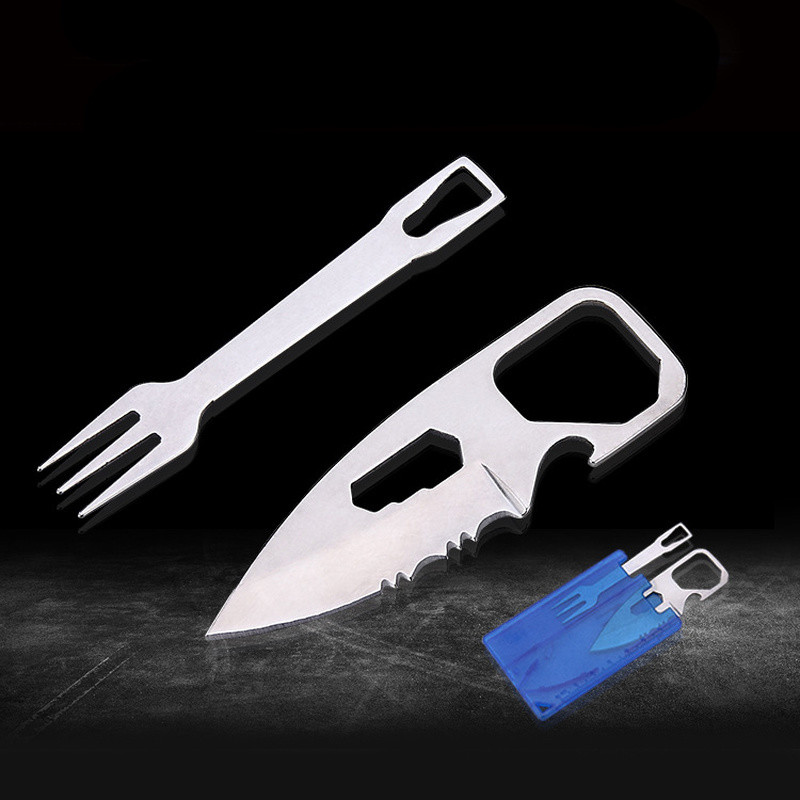 2022. aasta UUS kaasaskantav grillnuga kahvel EDC ohutus esmaabi välitingimustes mõeldud multifunktsionaalne tööriistakaart telkimise ellujäämisvarustus