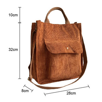 Кадифена чанта през рамо Дамски ретро пазарски чанти С цип Студентска чанта за книги Дамски чанти Ежедневни чанти с външен джоб