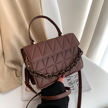 Модерна карирана дамска чанта през рамо Модни чанти с верига през рамо Маркови дизайнерски чанти и портмонета Малки чанти с капаци и горна дръжка