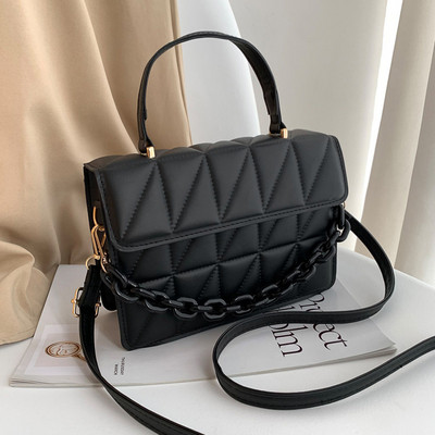 Модерна карирана дамска чанта през рамо Модни чанти с верига през рамо Маркови дизайнерски чанти и портмонета Малки чанти с капаци и горна дръжка