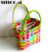 SMOOZA armas PVC naiste ämbrikott Canday väike kootud käekott Plastikust köögiviljade korvkotid Basket rannakotid 2022 moekotid