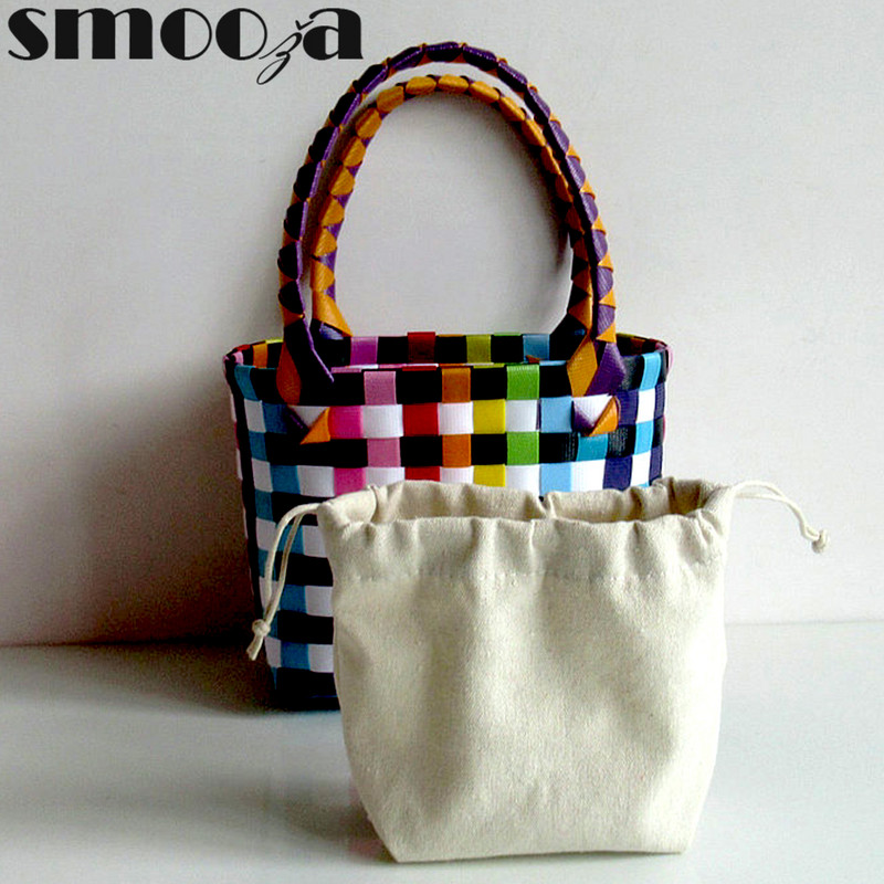 SMOOZA armas PVC naiste ämbrikott Canday väike kootud käekott Plastikust köögiviljade korvkotid Basket rannakotid 2022 moekotid