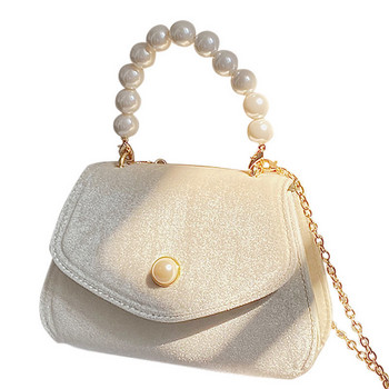 Дамски дамски чанти с перлена верига Вечерна клъч чанта Винтидж малка квадратна чанта през рамо за жени Модни дамски чанти през рамо
