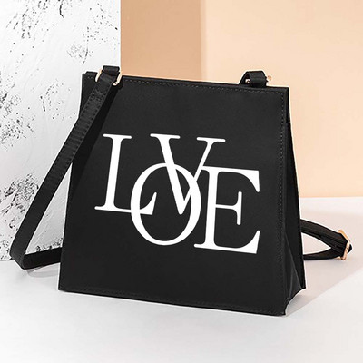 Κείμενο τετράγωνες τσάντες Γυναικεία τσάντα αγορών Ευρωπαϊκή και αμερικανική ρετρό τετράγωνη τσάντα ώμου Κομψή μοντέρνα τσάντα χιαστί Γυναικεία τσάντα τσάντα