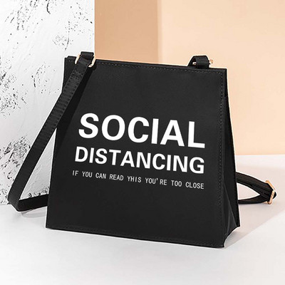 Κείμενο τετράγωνες τσάντες Γυναικεία τσάντα αγορών Ευρωπαϊκή και αμερικανική ρετρό τετράγωνη τσάντα ώμου Κομψή μοντέρνα τσάντα χιαστί Γυναικεία τσάντα τσάντα