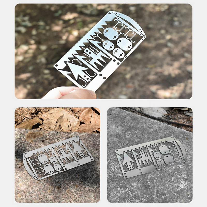 Túlélőeszköz kártya kültéri EDC túlélő horgász kártya Többfunkciós hordozható kempingezéshez túrázáshoz horgászathoz vadászeszköz kártyák