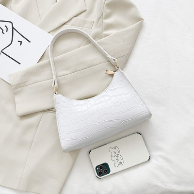 Модна изящна пазарска чанта PU чанта с алигаторски модел Ежедневни дамски чанти Чанти през рамо Едноцветна дамска чанта с цип