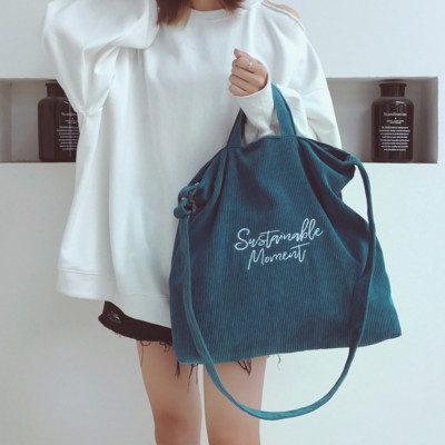Ins Fashion τσάντα ώμου Γυναικεία ρετρό κοτλέ με γράμμα εκτύπωση τσάντα μασχάλης Casual φοιτητική τσάντες αγγελιαφόρου μεγαλύτερης χωρητικότητας