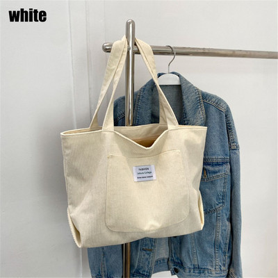 Divat kordbársony nagy kapacitású kültéri bevásárlótáska kézitáskák válltáska hordtáska