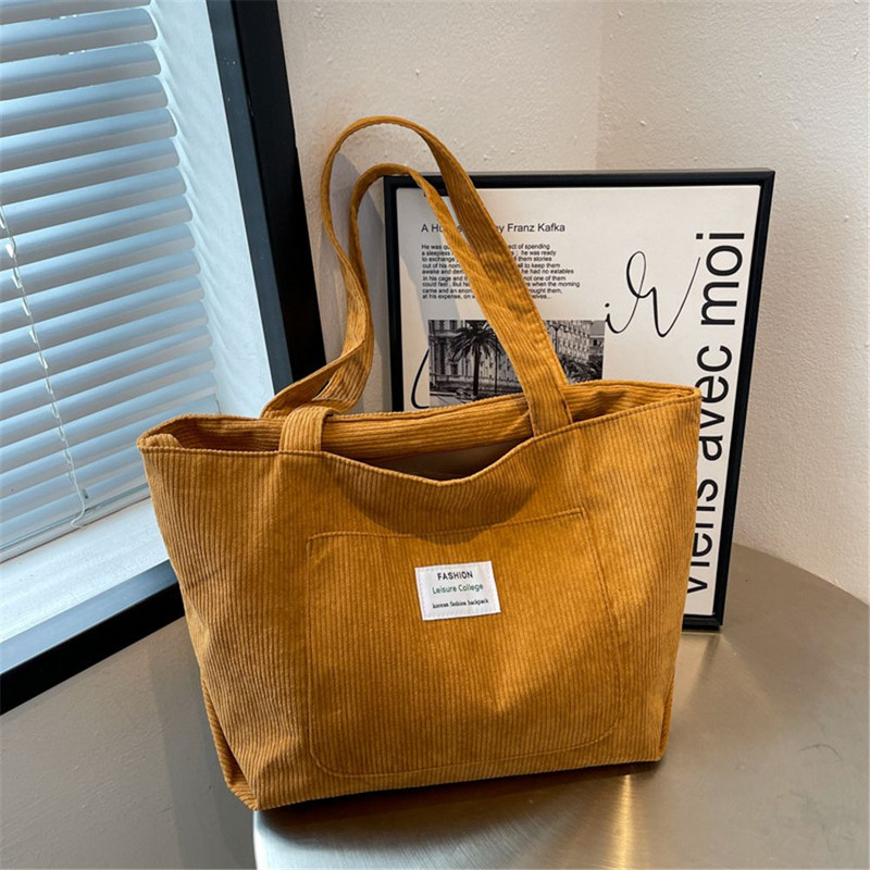 Divat kordbársony nagy kapacitású kültéri bevásárlótáska kézitáskák válltáska hordtáska