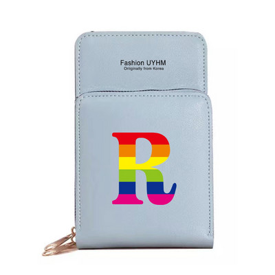 Naiste kott Rahakotid Mobiiltelefonikotid Apple/Huawei/Xiaomi/Samsung Universaalne mobiiltelefonide pakett Rainbow Letter Print kaardihoidja