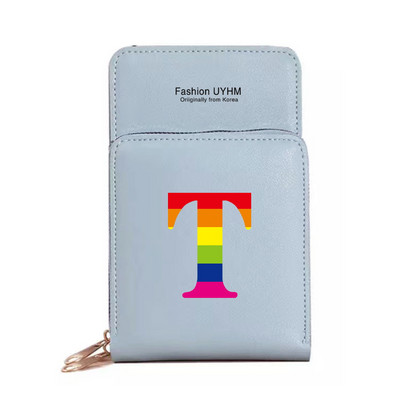 Naiste kott Rahakotid Mobiiltelefonikotid Apple/Huawei/Xiaomi/Samsung Universaalne mobiiltelefonide pakett Rainbow Letter Print kaardihoidja
