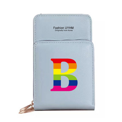 Naiste kott Rahakotid Mobiiltelefonikotid Apple/Huawei/Xiaomi/Samsung Universaalne mobiiltelefonide pakett Rainbow Letter Print kaardihoidja