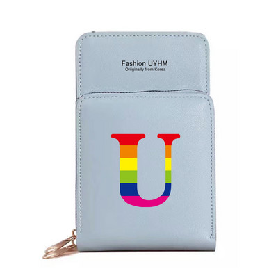 Naiste kott Rahakotid Mobiiltelefonikotid Apple/Huawei/Xiaomi/Samsung Universaalne mobiiltelefonide pakett Rainbow Letter Print kaardihoidja