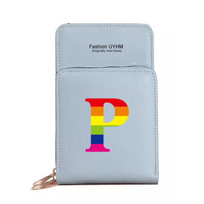 Naiste kott Rahakotid Mobiiltelefonikotid Apple/Huawei/Xiaomi/Samsung Universaalne mobiiltelefonide pakett Rainbow Letter Print kaardihoidja