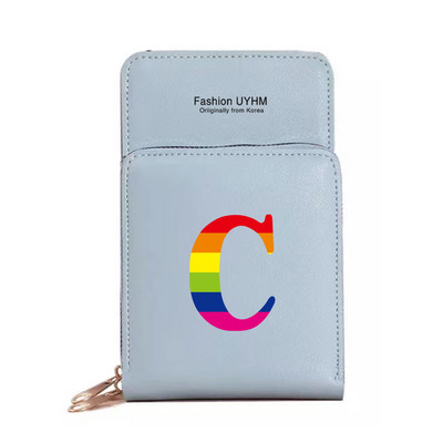 Naiste kott Rahakotid Mobiiltelefonikotid Apple/Huawei/Xiaomi/Samsung Universaalne mobiiltelefonide pakett Rainbow Letter Print kaardihoidja