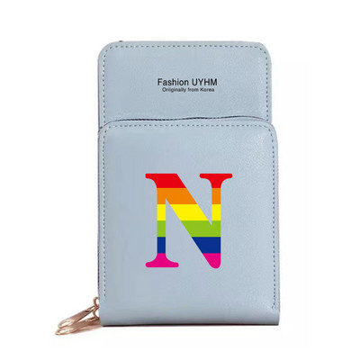 Naiste kott Rahakotid Mobiiltelefonikotid Apple/Huawei/Xiaomi/Samsung Universaalne mobiiltelefonide pakett Rainbow Letter Print kaardihoidja
